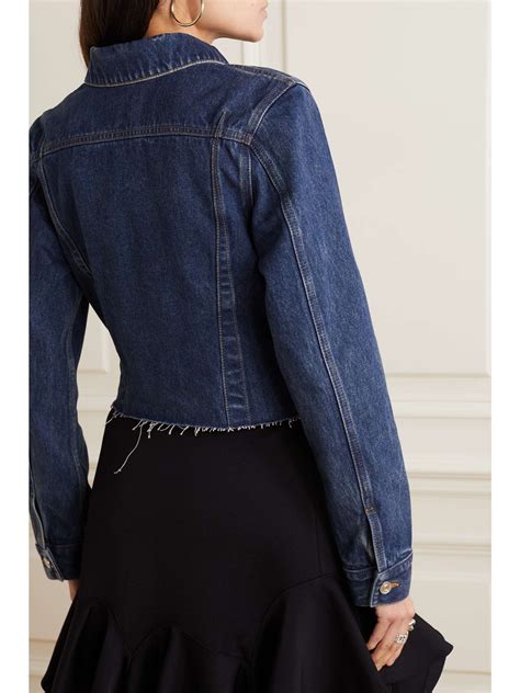 givenchy leather sleeve crop black denim jacket|net a porter Givenchy jacket.